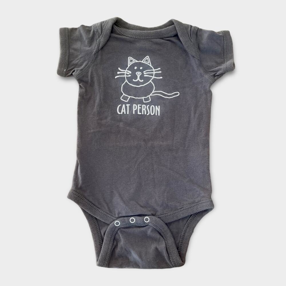 Unisex Infant Baby "Cat Person" Gray Short-Sleeve 1-pc 6mos Cute & Comfy